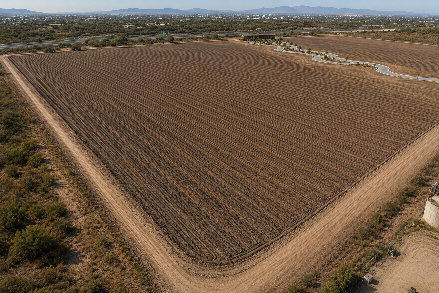Visión aérea conceptual del terreno al comenzar